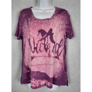 EDDIE BAUER "Wicked" Happy Halloween Shirt Womens M Pink Purple Spooky Witch